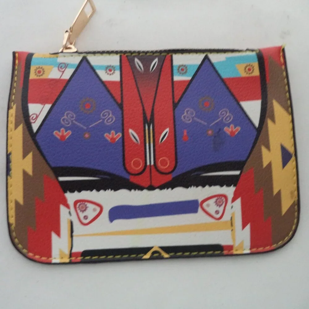 Slim Aztec Western Geometric Zip Top Slim Wallet Pouch Coin Purse 6